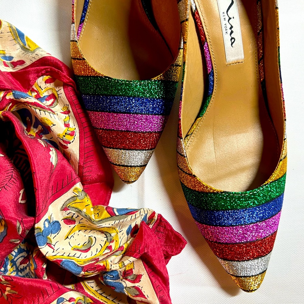 MIA heels / RAINBOW shoes / like new condition 8 / 38 / multi color